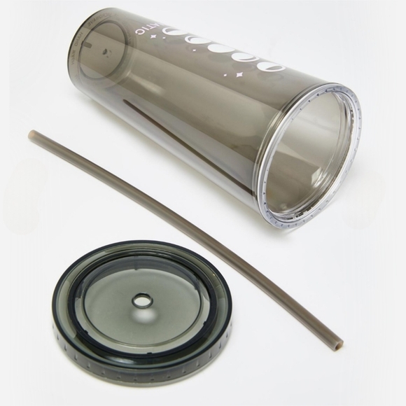 Femfetti ✦ Gray & White Cold Beverage Tumbler ✦ Reusable Cup + Straw NWT - Picture 2 of 3